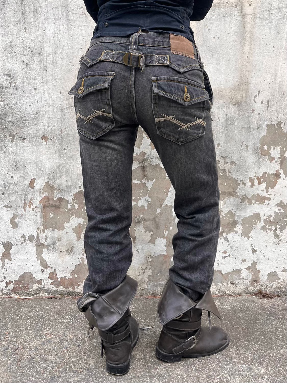 키스마크 일본 빈티지 차콜 부츠컷 청바지 상품이미지3