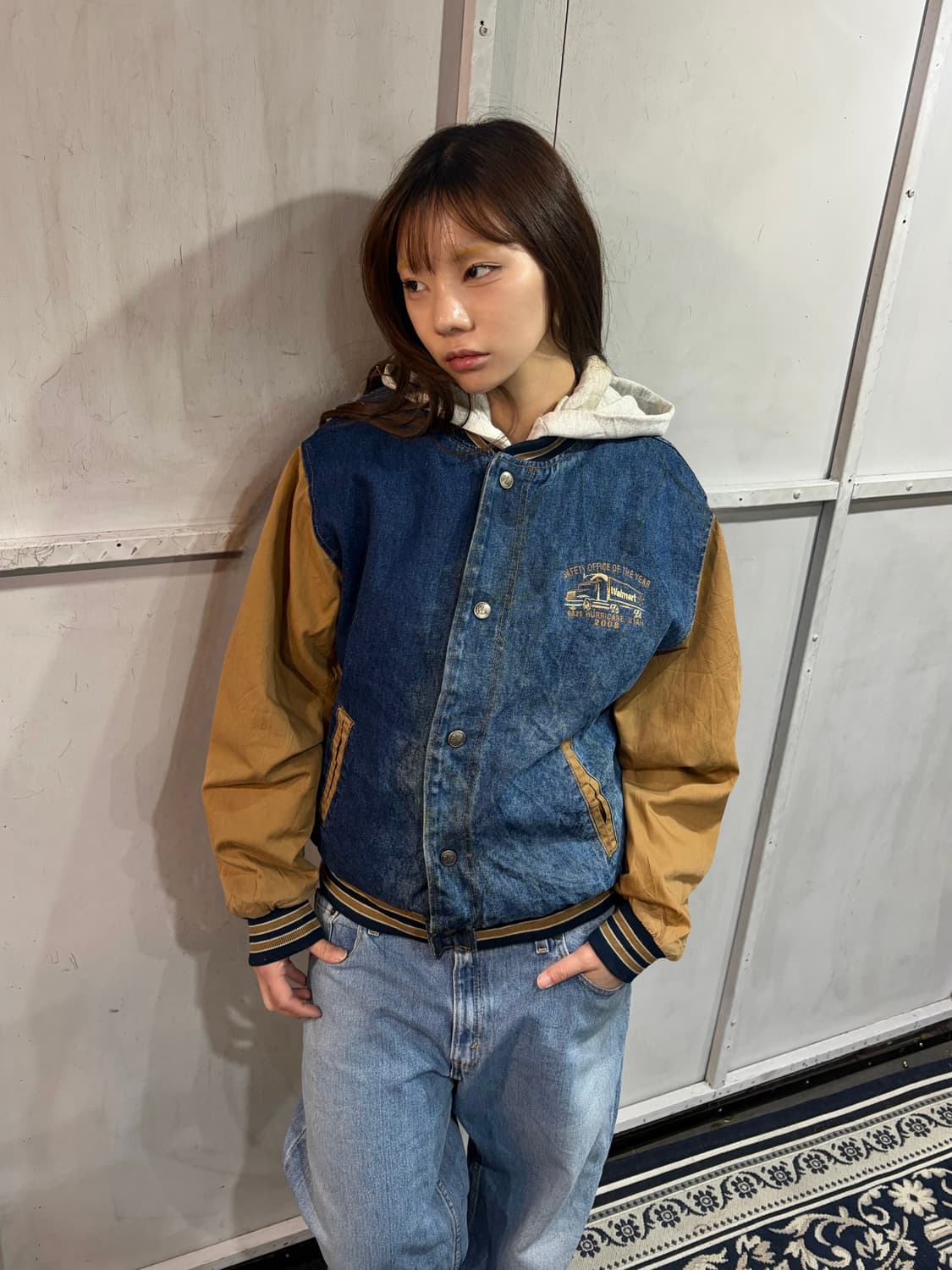 00s vintage work denim varsity jk 상품이미지3