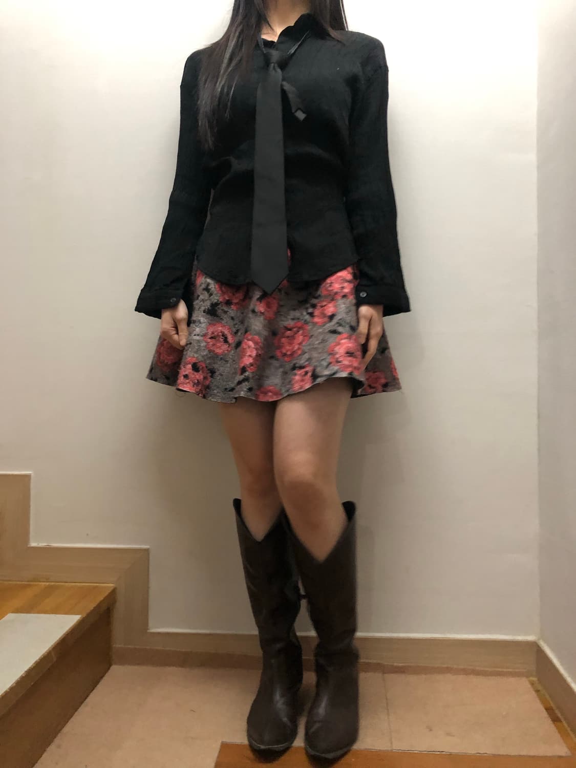 빈티지 그레이 플라워 미니 스커트 상품이미지6