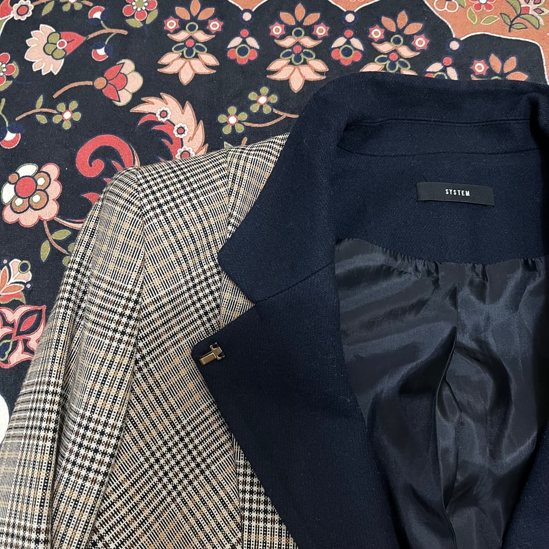 한섬 시스템 여성 체크 싱글 블레이저 정장 자켓 82-94-160 상품이미지3