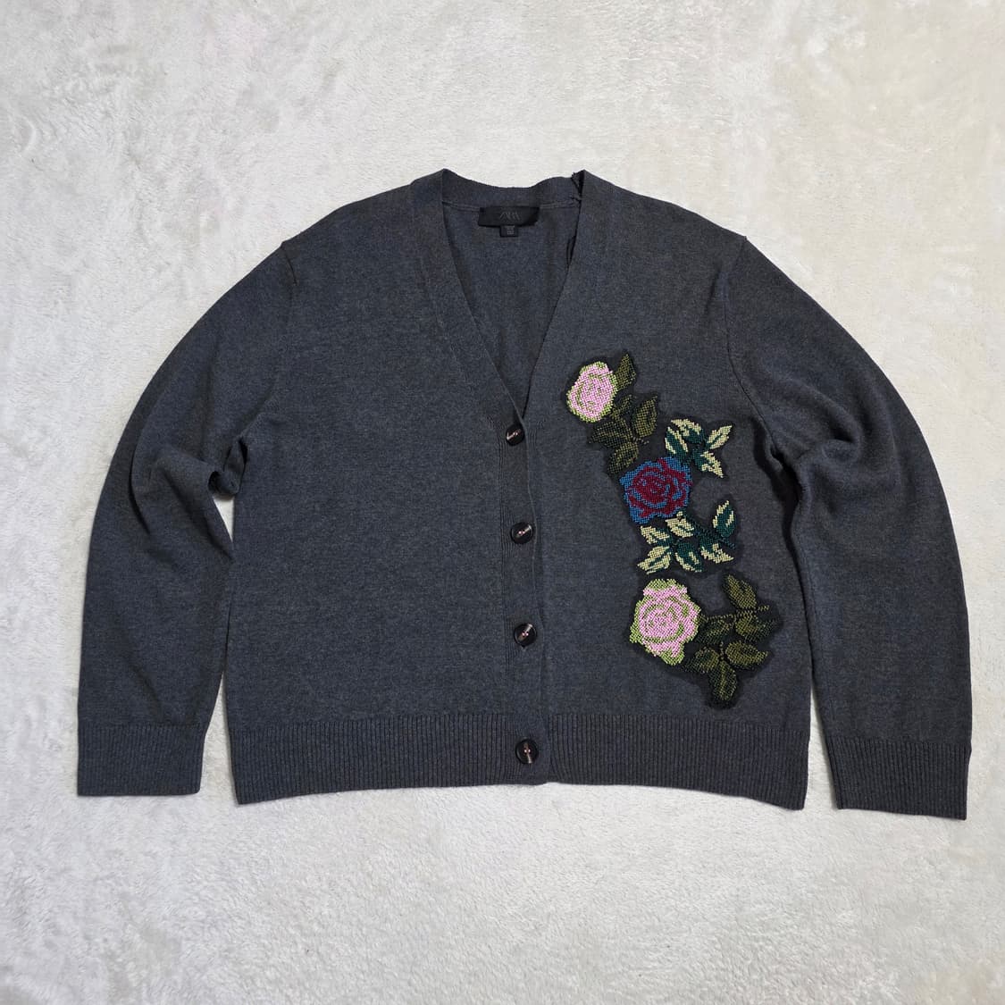 (M)여성 자라 플라워 자수 가디건 상품이미지1