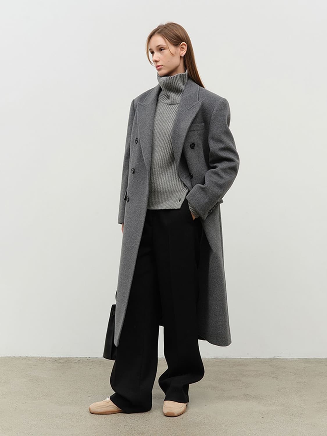 던스트 유니섹스 테일러드 더블 브레스티드 울 코트 멜란지그레이 xs 상품이미지2