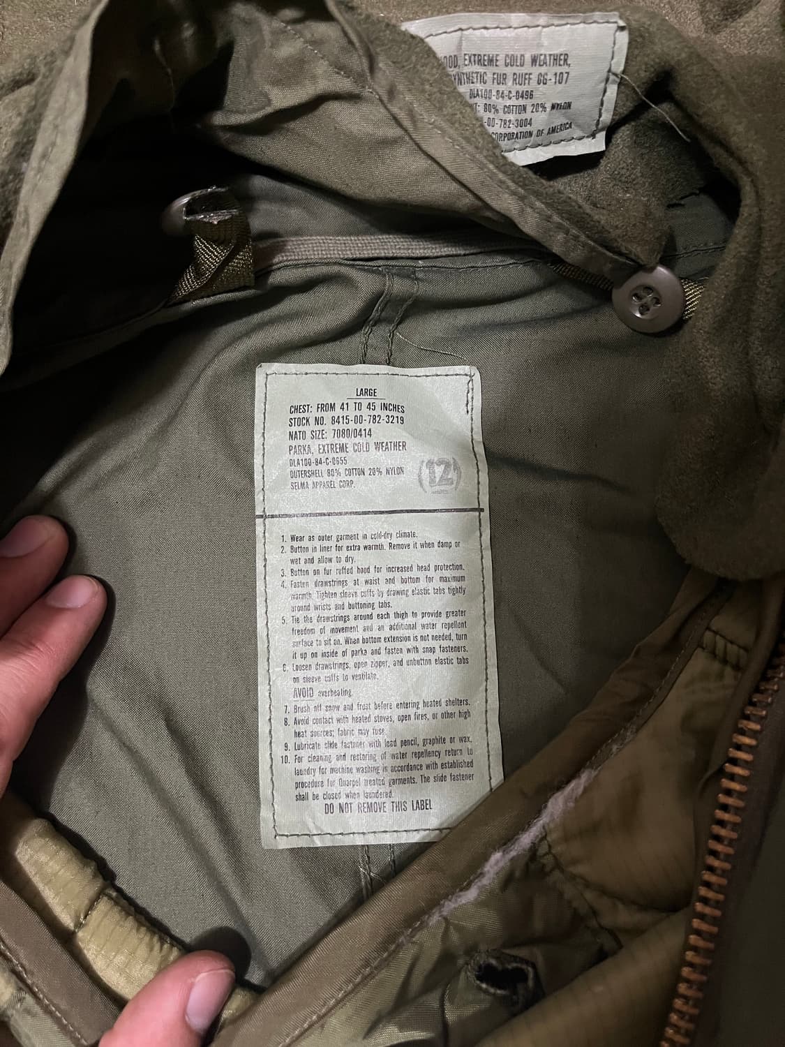 오리지널 M65피쉬테일 개파카 L사이즈 후드포함 상품이미지5