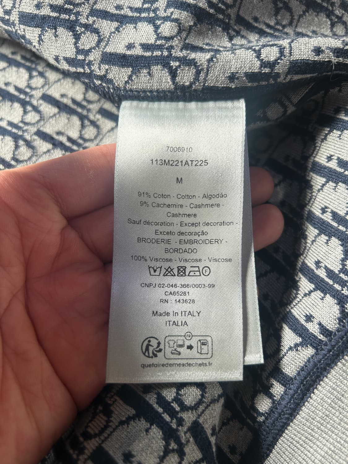 [M, 새상품급] 디올 오블리크 캐시미어 후드집업 상품이미지5