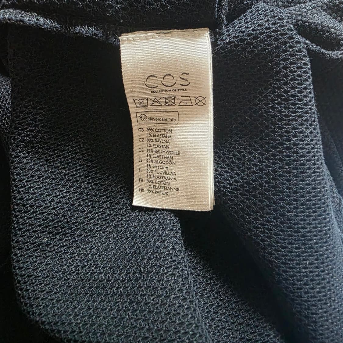 코스(COS) 네이비 코튼 반팔 카라티 (S) 상품이미지3