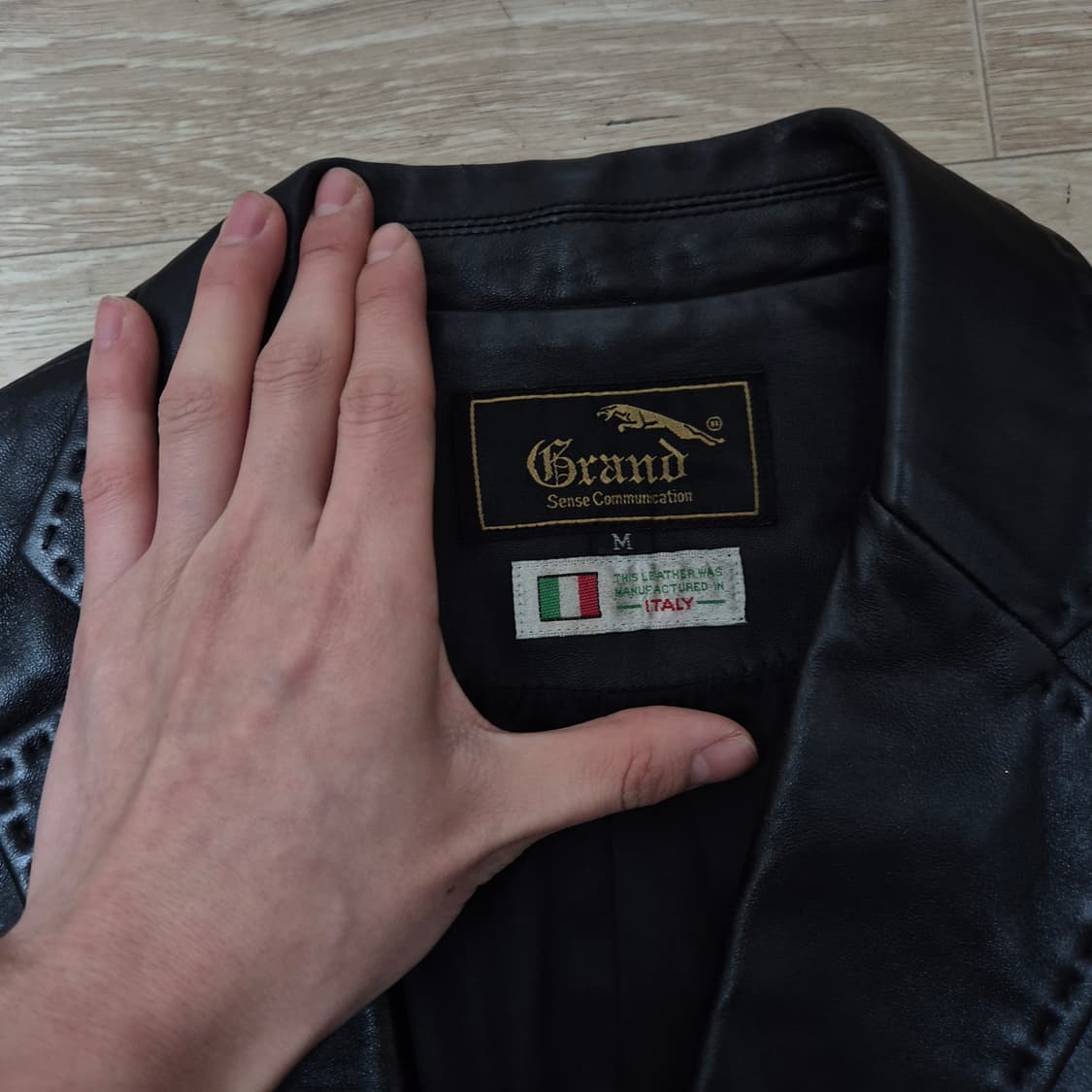 GRAND 그랜드 남성 천연 양가죽 라이더 가죽자켓 M(95) 상품이미지4
