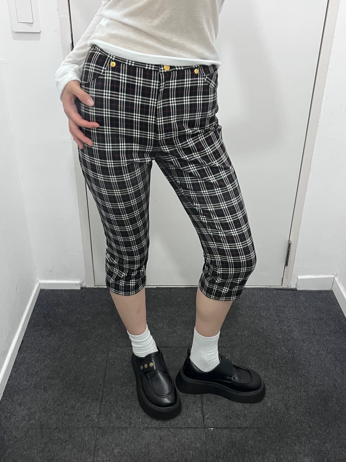 버버리 블랙 노바체크 카프리 팬츠 바지 상품이미지1