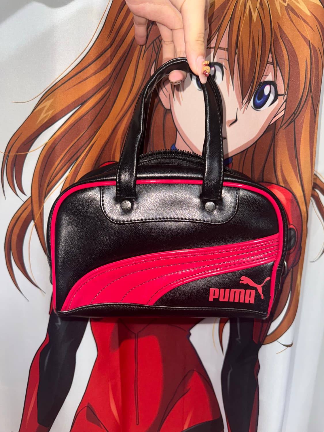 puma 푸마 미니 보스턴백 블랙 레드 상품이미지1