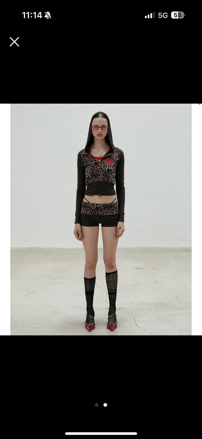 배드블러드 레오파드 후드집업 상품이미지2