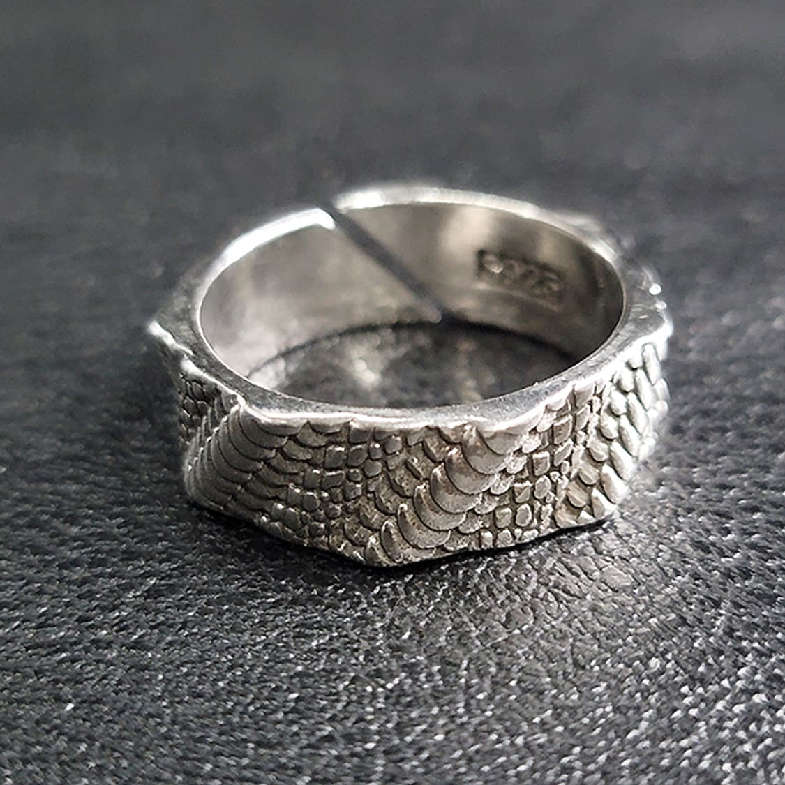 Bark 실버 남자 엔틱 빈티지 명품 고대 비늘 스네이크 반지 상품이미지2