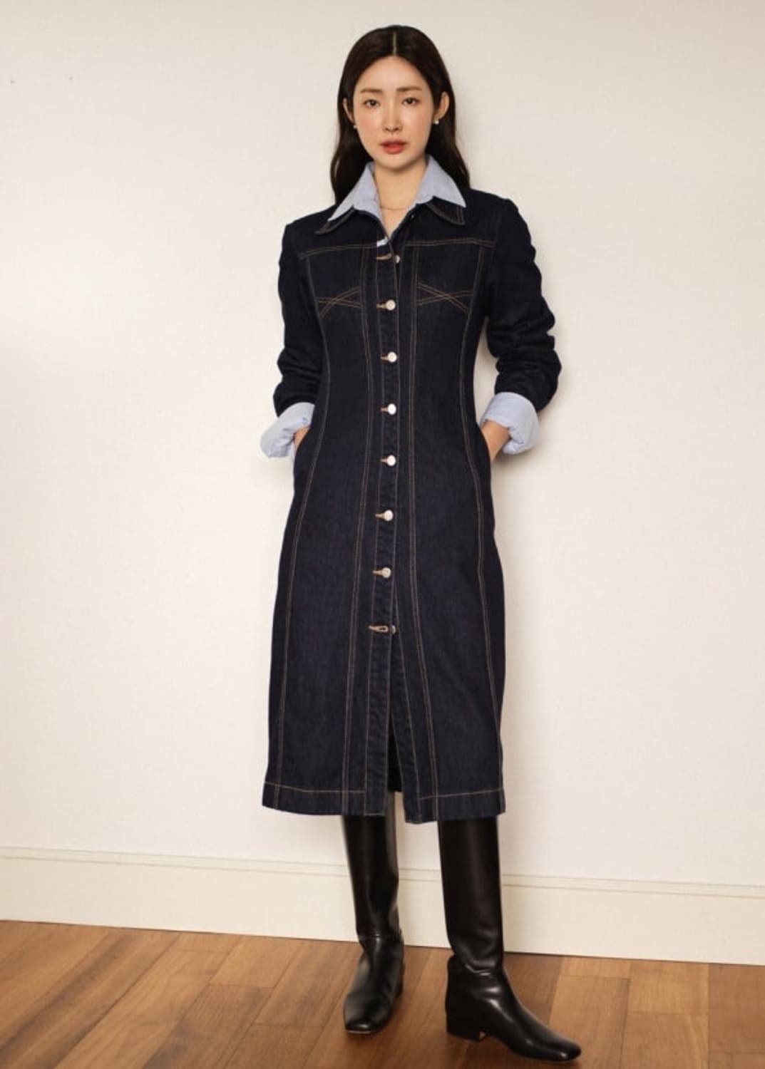 마리떼 프랑소와 저버 데님 롱 원피스 상품이미지1