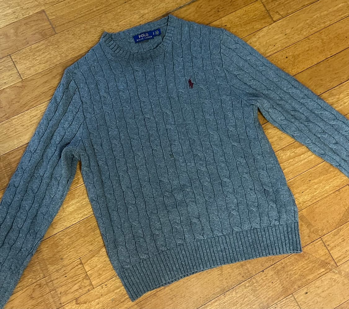 폴로 랄프로렌 케이블 니트 회색 S사이즈 상품이미지1