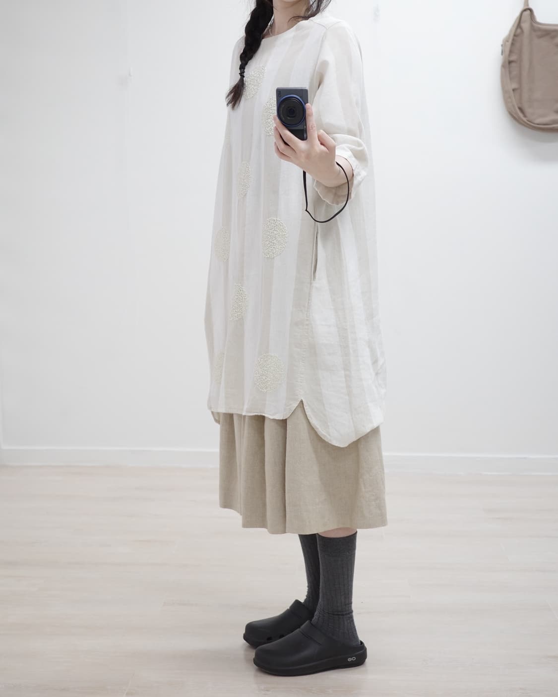 Oatmeal dot stripe one-piece 상품이미지4