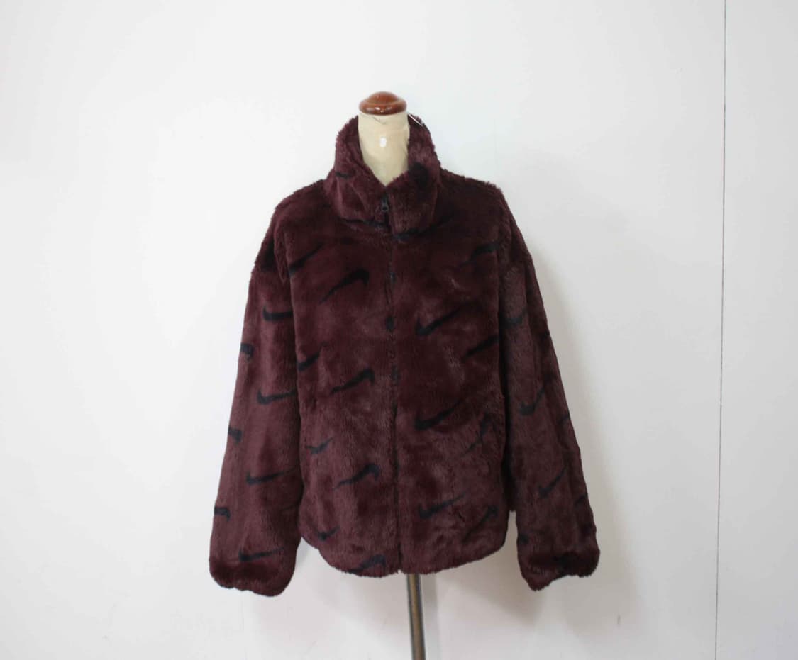 W-4079/나이키 정품 여성용 버건디 페이크퍼 자켓 90 상품이미지1