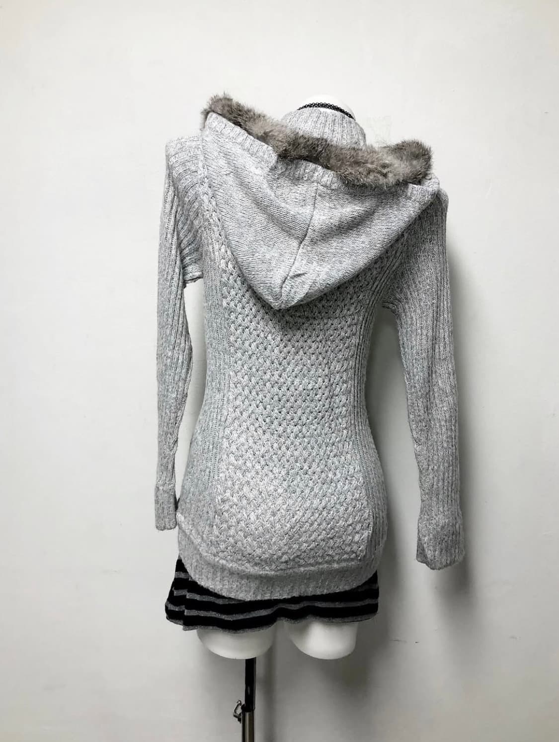 리얼퍼 니트집업 모리 니혼진 너드 무채색 아우터 버클 00s 상품이미지4