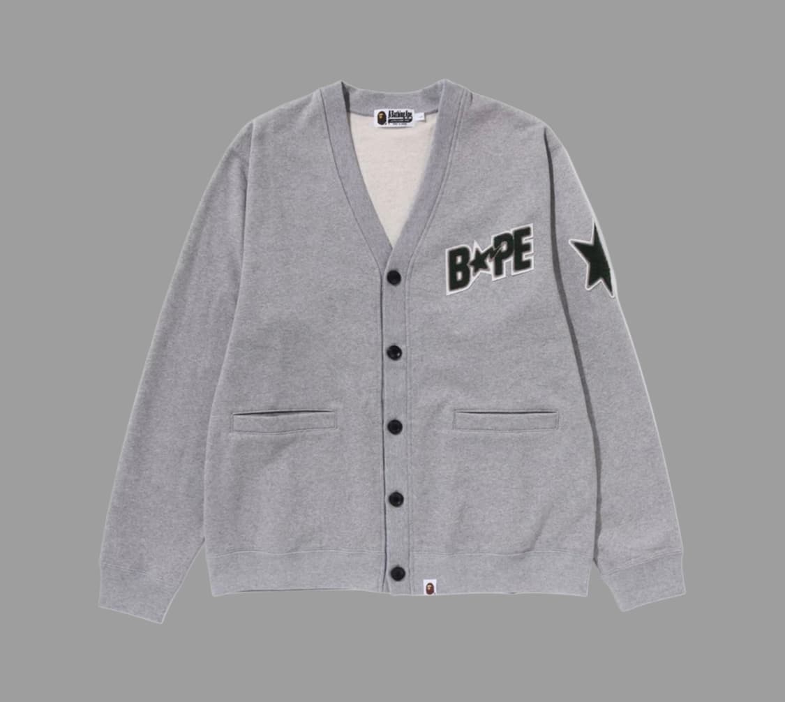 3XL - 베이프 베이프스타 오버핏 스웨트 가디건 그레이 상품이미지1