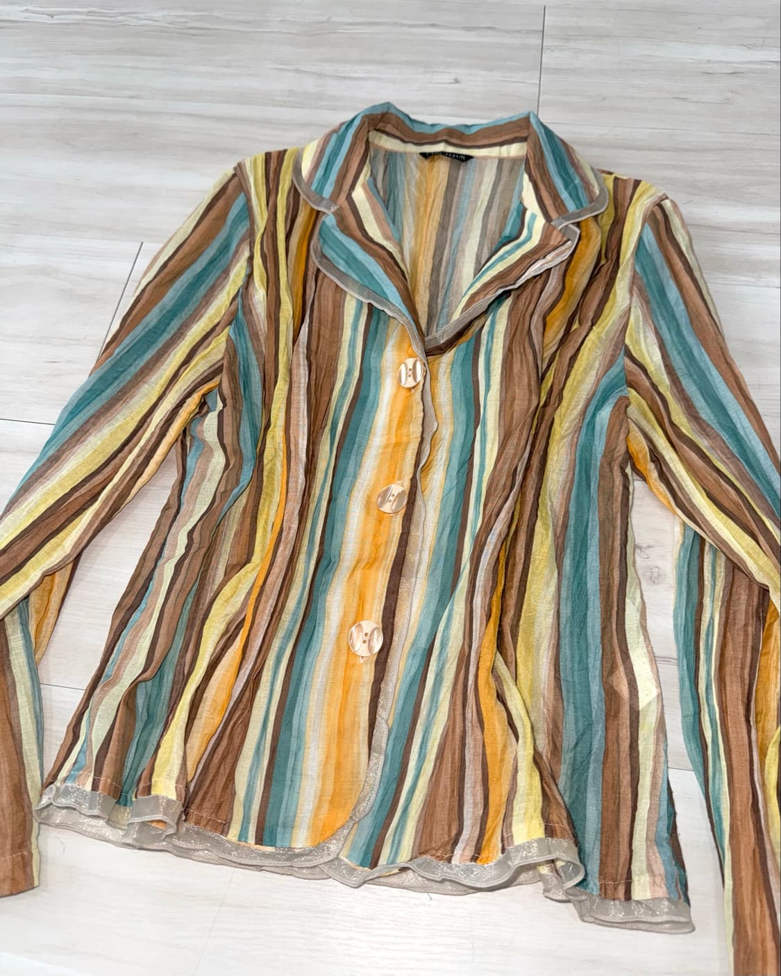Earthy Tone Sheer Stripe Jacket 상품이미지7