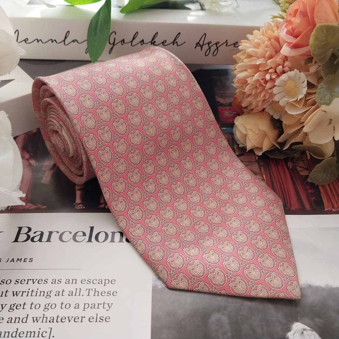 살바토레 페라가모 실크 여우 모티브 넥타이 9cm A+등급 k2019 상품이미지2