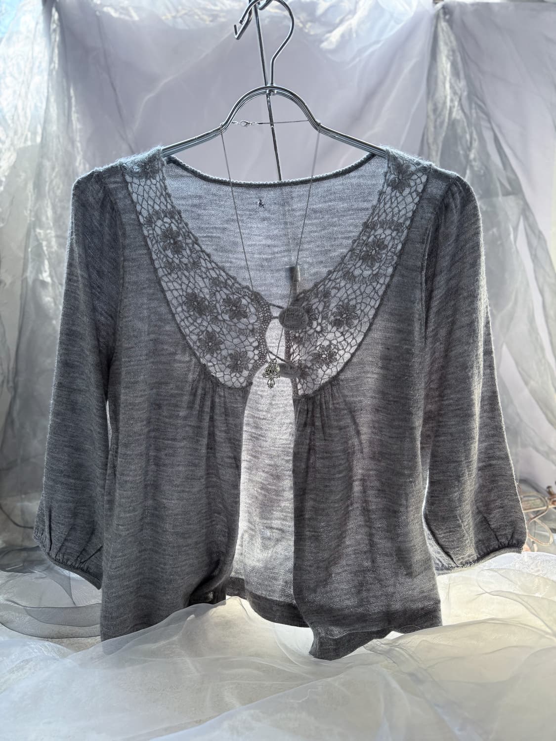 Two-button Floral Crochet Cardigan 0225 상품이미지1