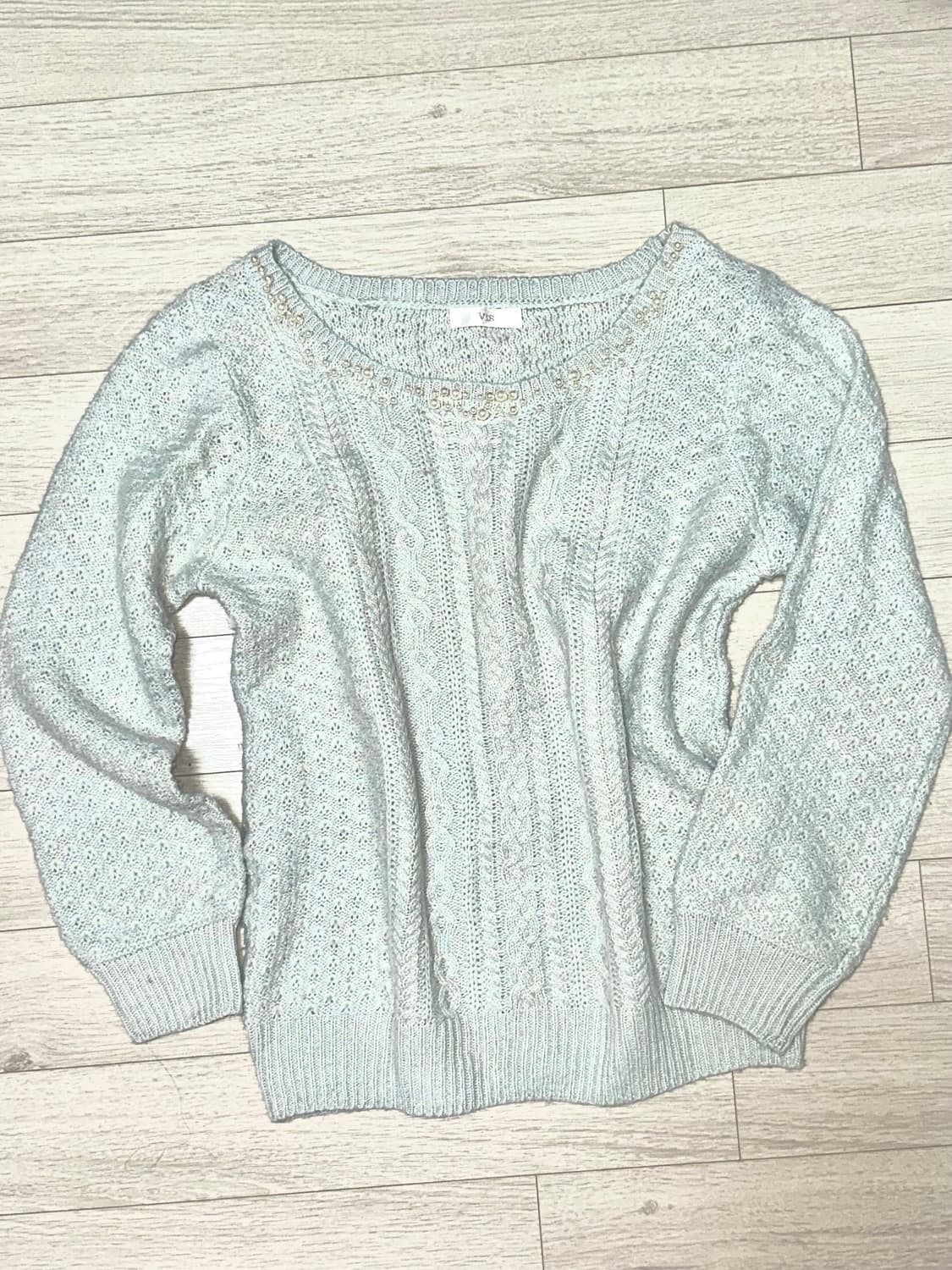 Japanese vintage) 진주 포인트 니트 상품이미지1