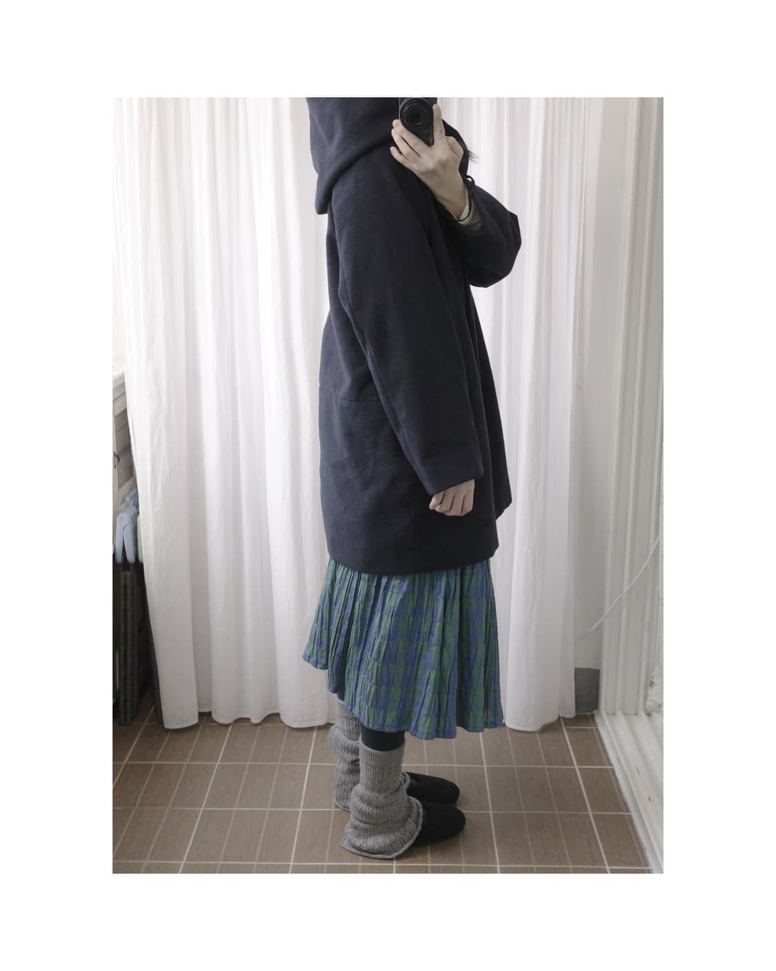 Navy hoodie half caot 상품이미지5