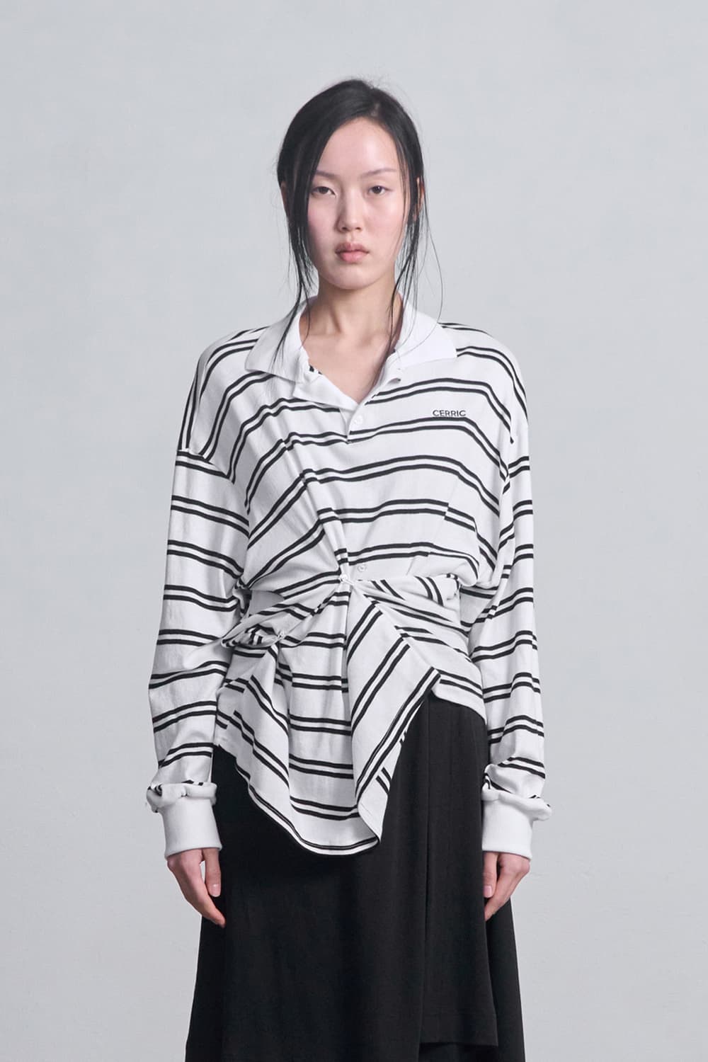 세릭 스트라이프 버튼 탑 화이트 상품이미지2