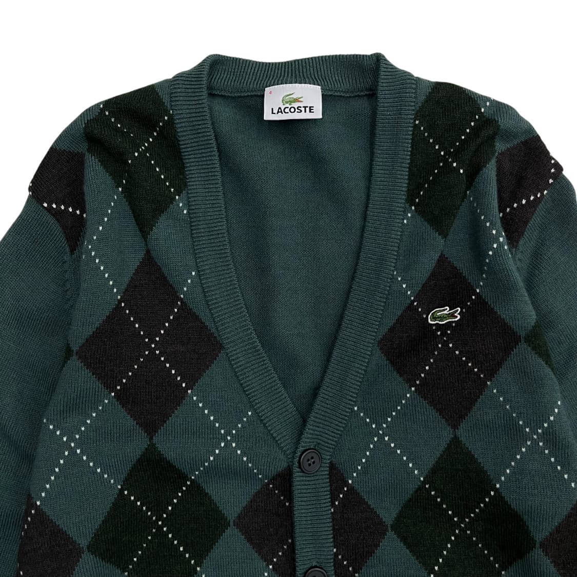 라코스테 아가일 패턴 뮤트그린 가디건 4 상품이미지4