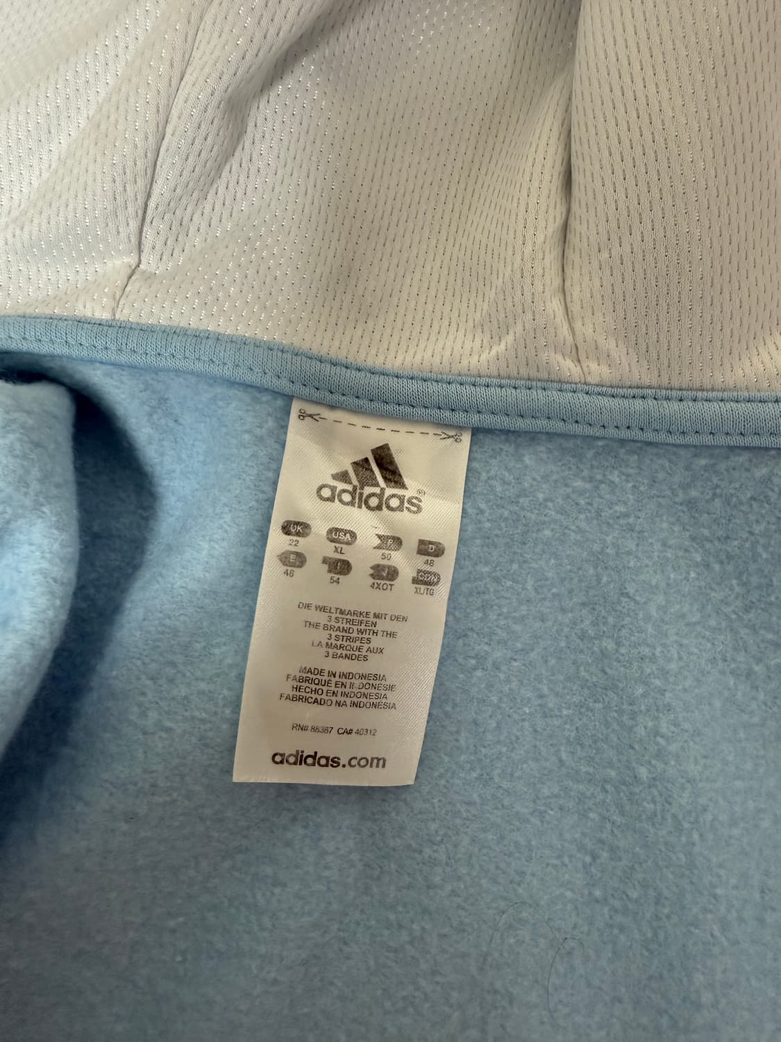 아디다스 커스텀 크롭 스카이블루 져지 집업 상품이미지4