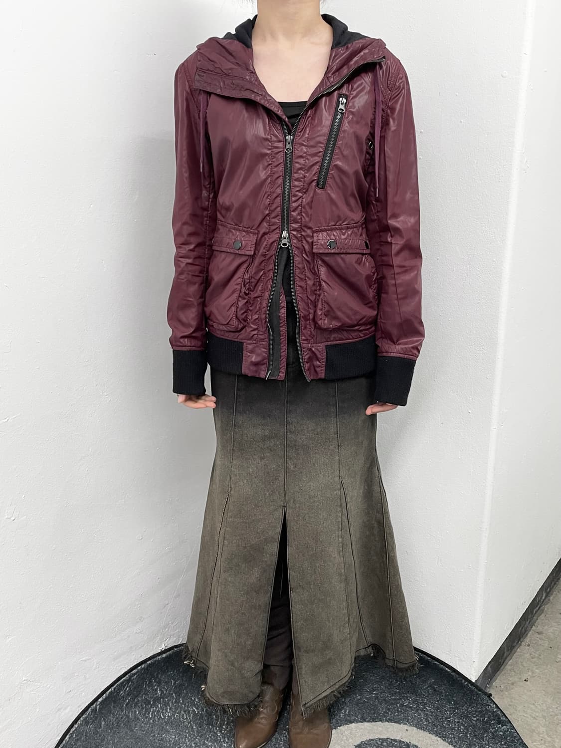 워싱 그런지 절개 롱 스커트 상품이미지3