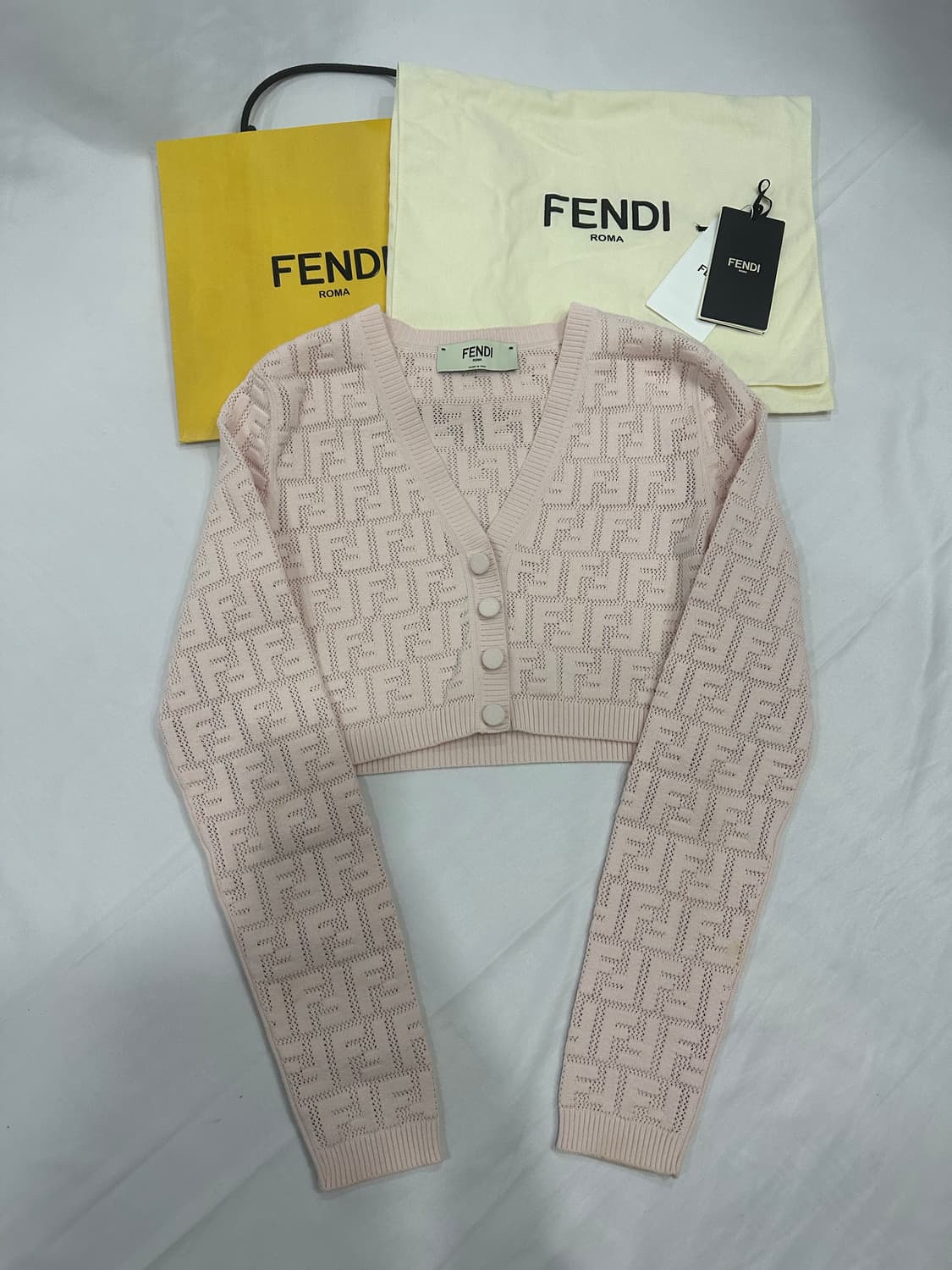 80] Fendi 펜디 FF 모노그램 로고 크롭 가디건 상품이미지3