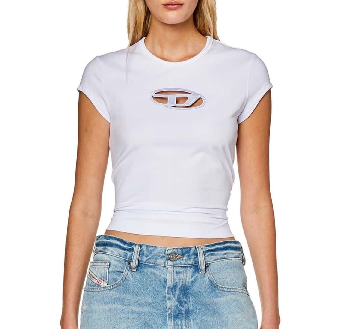 디젤 T-안지 피카부 로고 티셔츠 화이트 상품이미지3