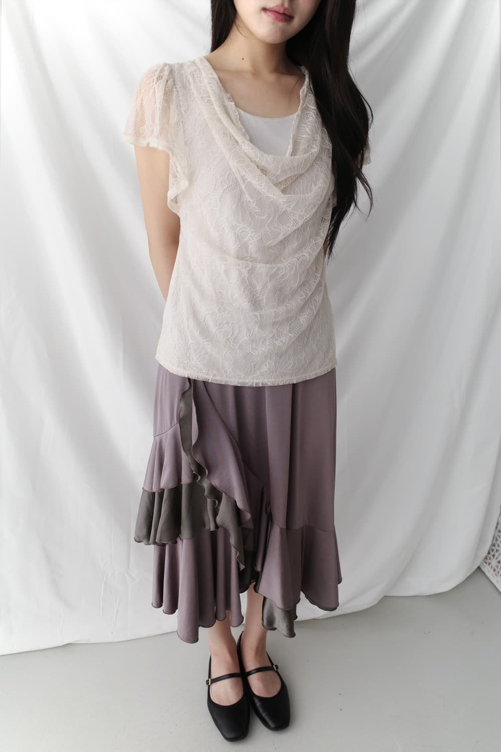 lace draping half T  상품이미지5