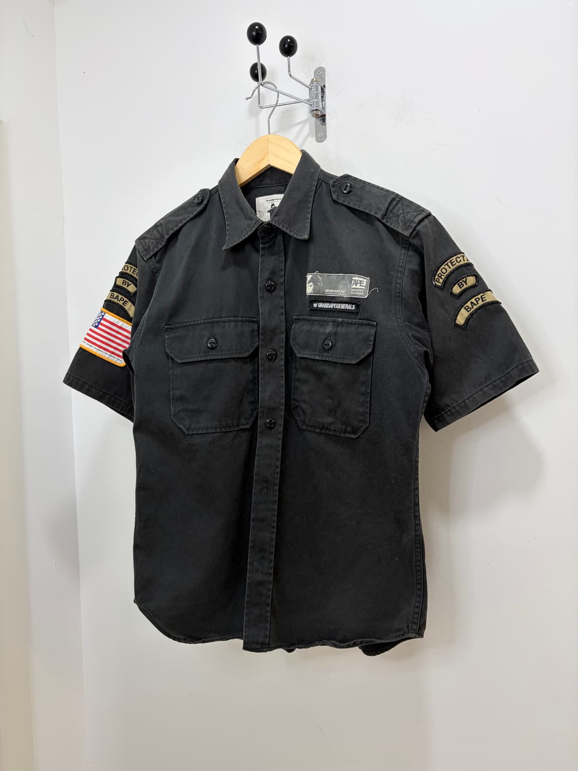 00s Bape 밀리터리 사파리 반팔 셔츠형 자켓 상품이미지4