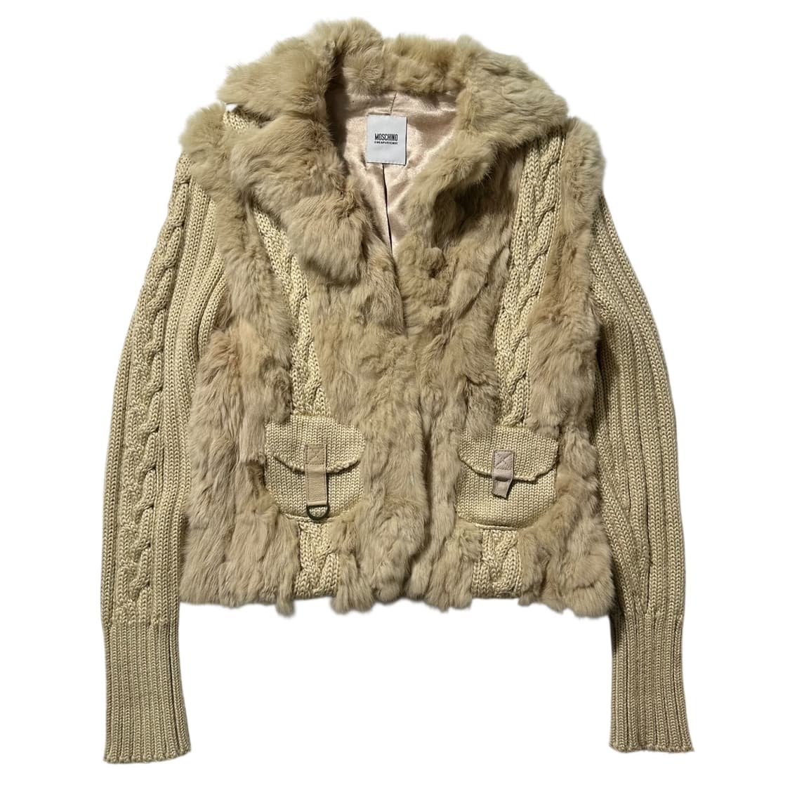 모스키노 케이블 니트 퍼 싱글 자켓 상품이미지1