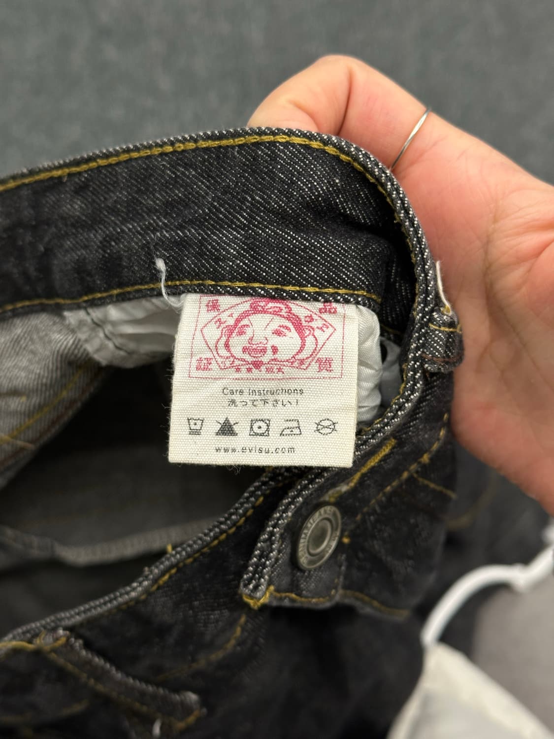 32)에비수 빈티지 빅 다이콕 드래곤 프린팅 셀비지 흑청 데님팬츠 상품이미지7