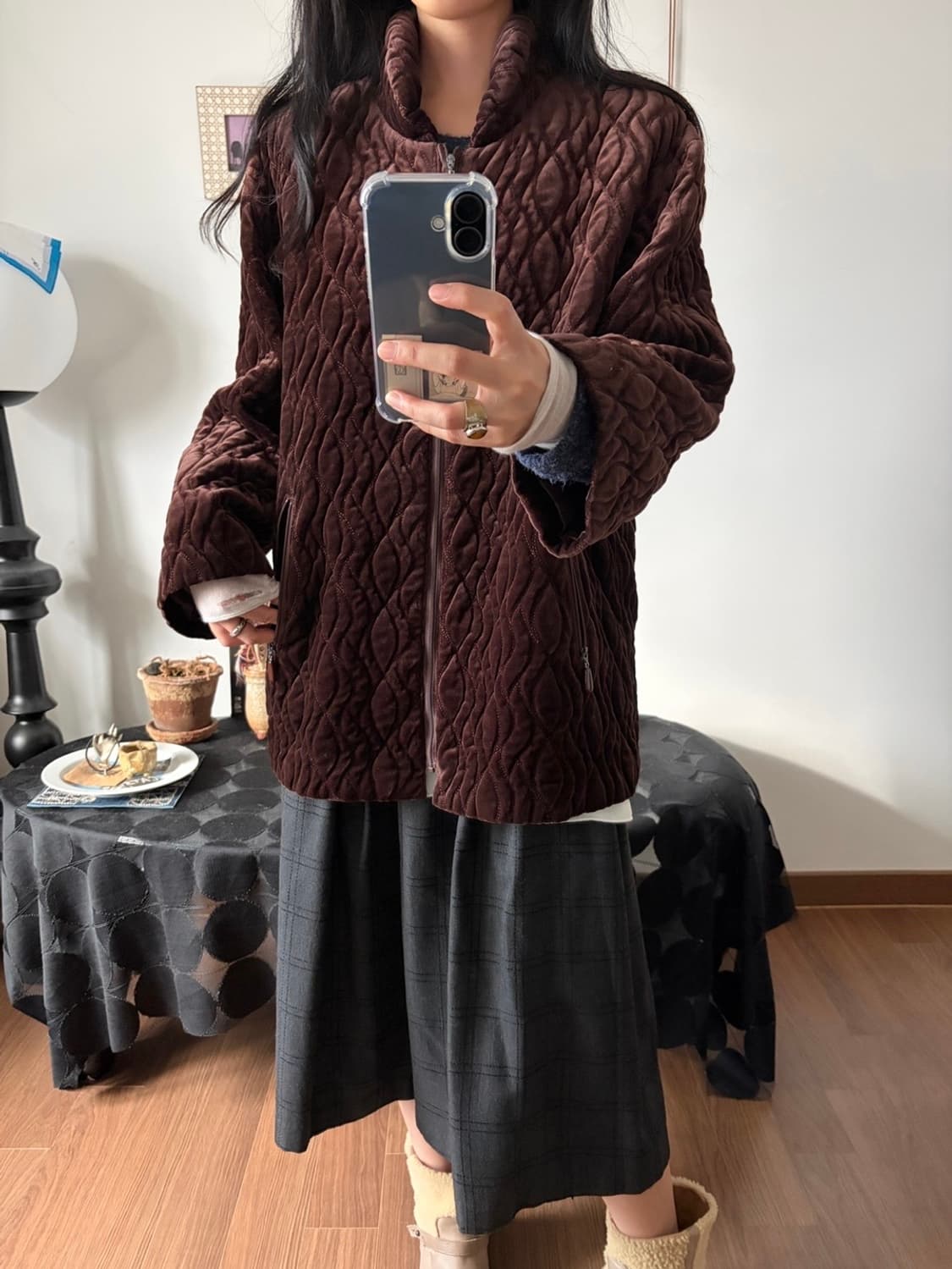 velour quilting zip-up jumper 상품이미지2