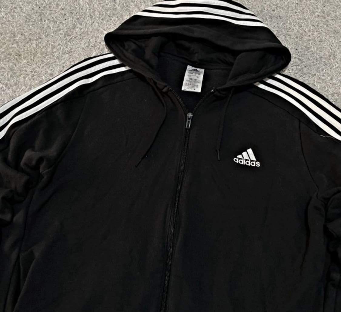 아디다스 블랙 검정 트랙탑 후드 져지집업 105/XL 상품이미지2