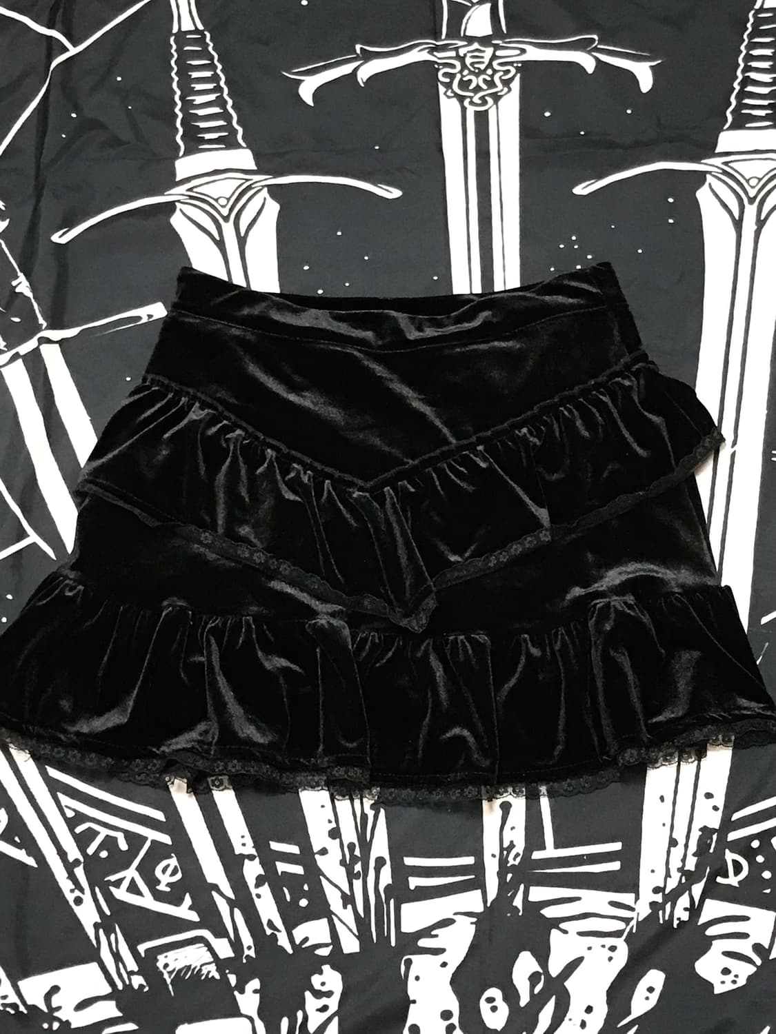 빈티지 펑크 갸루 벨벳 스커트 상품이미지1