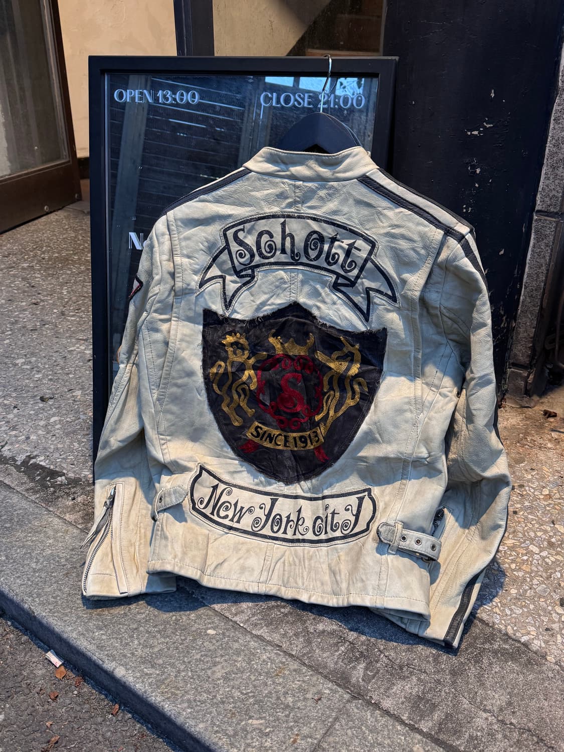 Schott 쇼트 패치 모터사이클 카우하이드 가죽자켓  상품이미지1