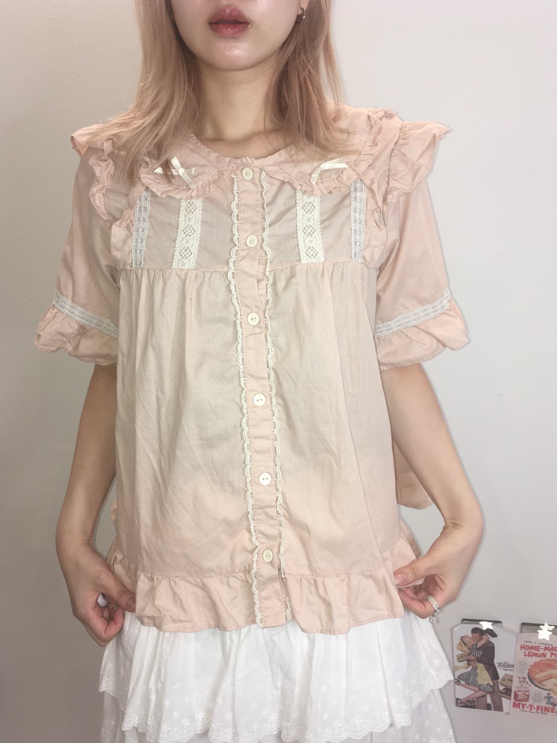jpn vintage 모리 울랄라 프릴 블라우스 상품이미지1