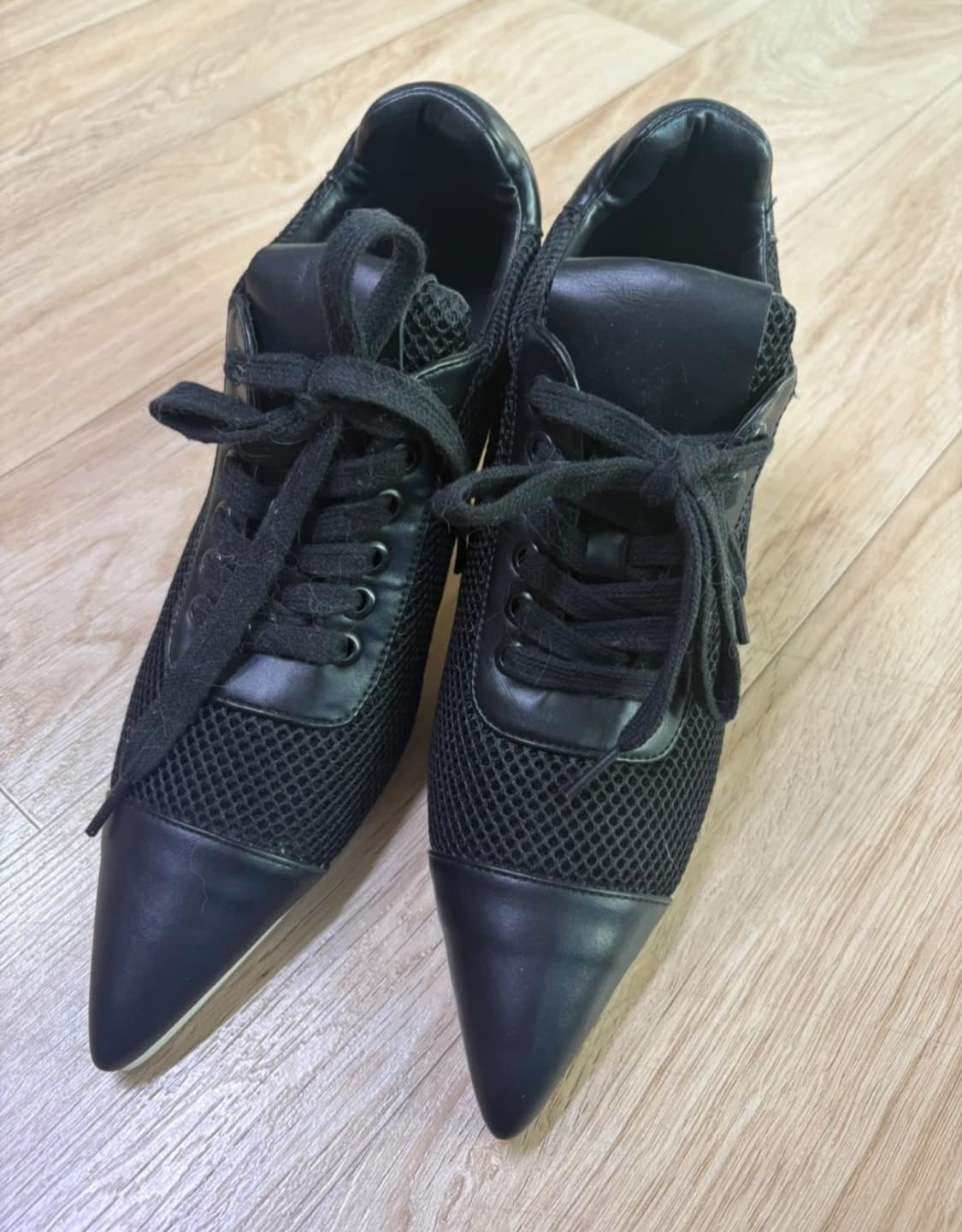 TIAM 블랙 메쉬 힐 스니커즈 240mm 상품이미지2