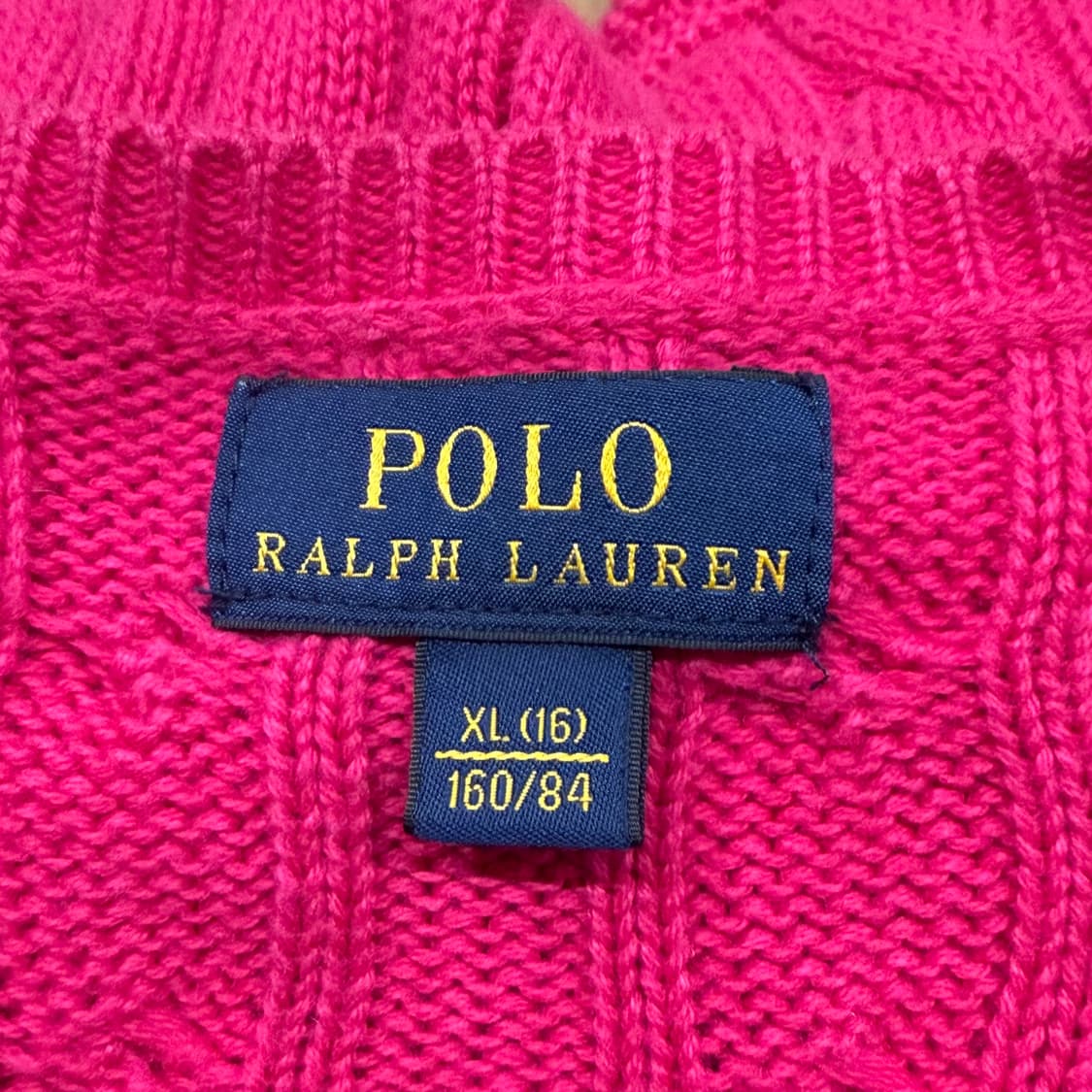 폴로 랄프로렌 핫 핑크 꽈배기 프릴 니트 가디건 상품이미지5