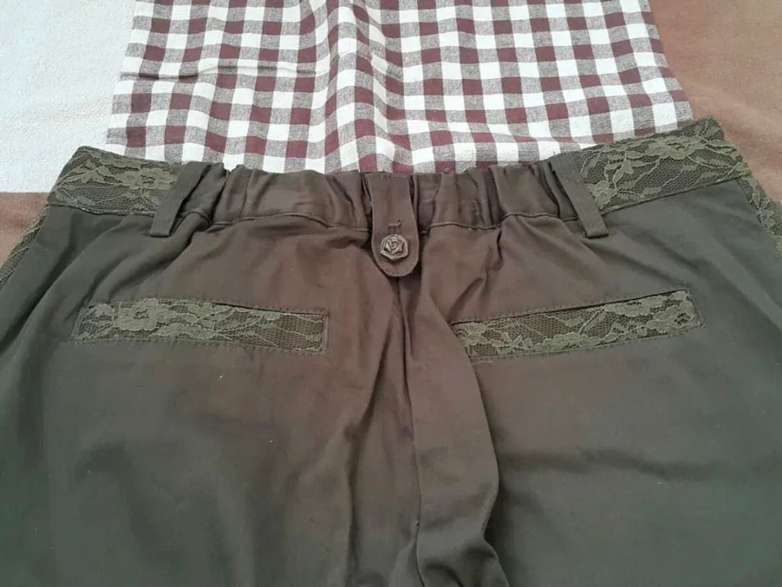 일본빈티지 새제품 axes femme 카키 레이스 바지 상품이미지8