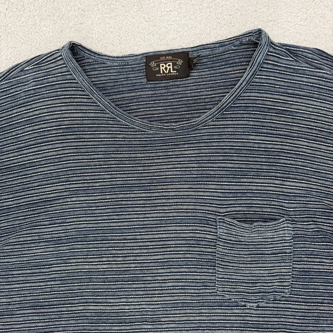 00s RRL 더블알엘 인디고 스트라이프 저지 포켓 티셔츠 상품이미지2