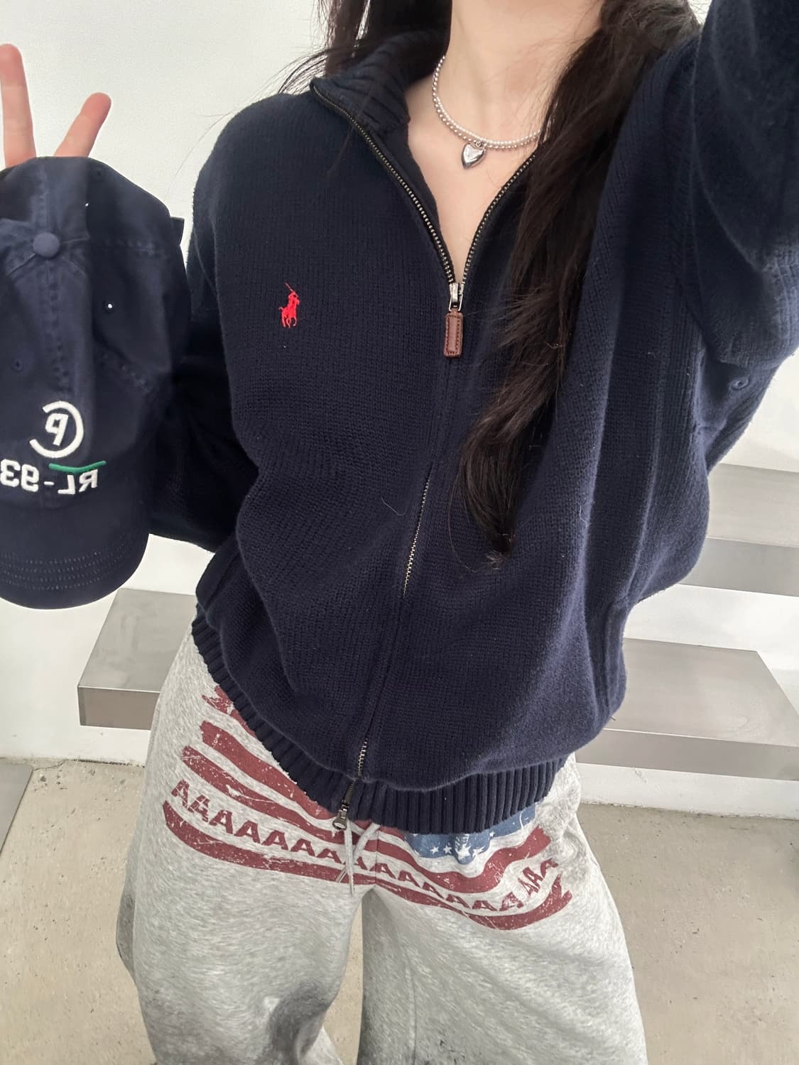 폴로 랄프로렌 네이비 코튼 니트집업  상품이미지2