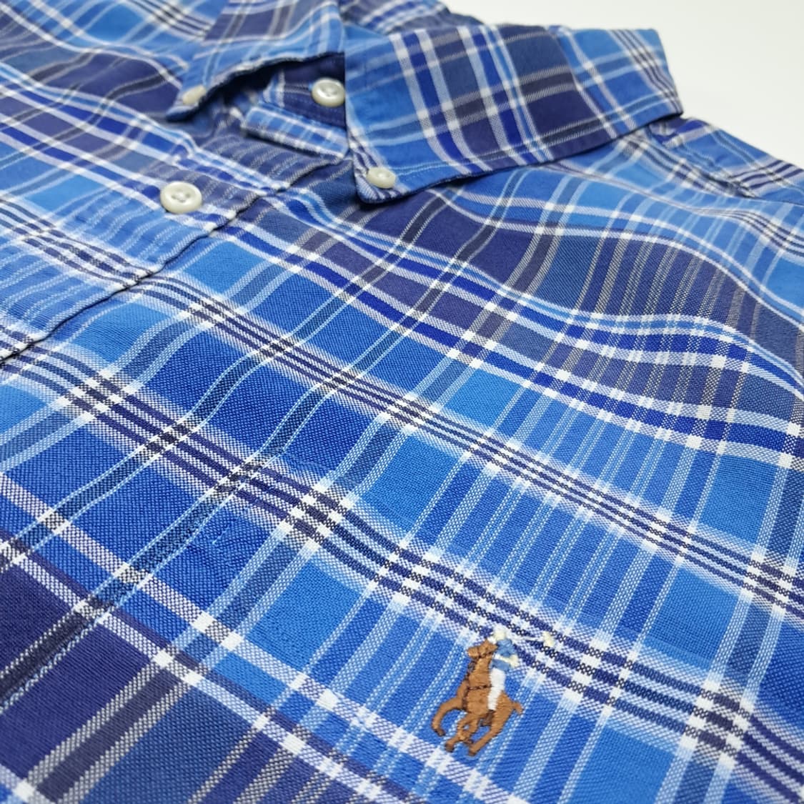 CK043 2XL 폴로 00s 멀티포니 블루 마드라스체크 셔츠 남방 상품이미지4