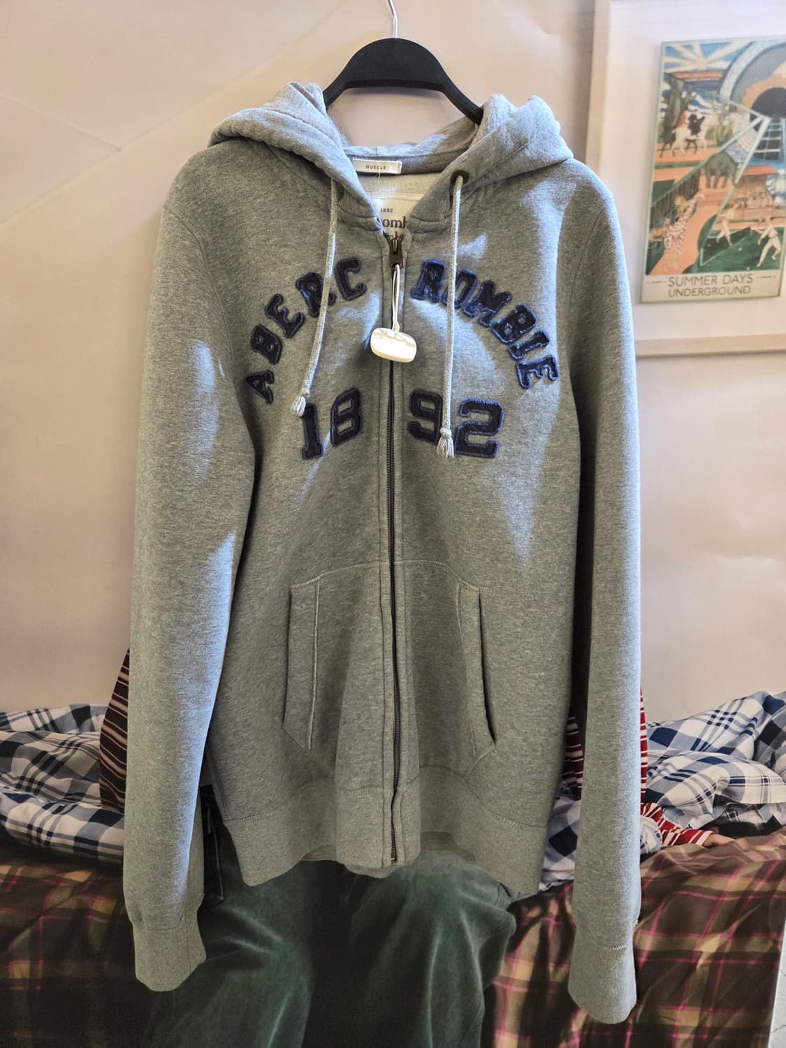 아베크롬비 그레이 오버핏 후드집업 상품이미지2