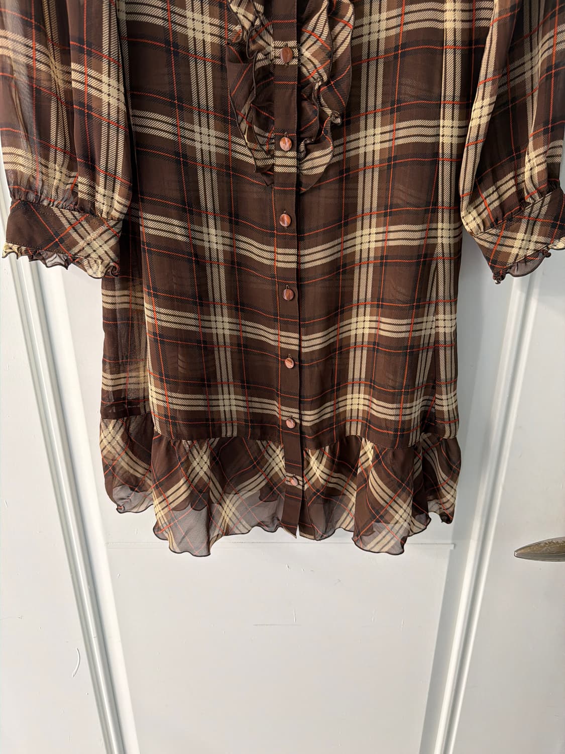 일본빈티지 L’EST ROSE 브라운 시스루 원피스 상품이미지8