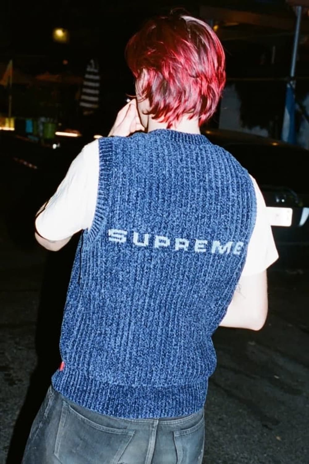 슈프림 셔닐 스웨터 베스트 네이비 상품이미지7