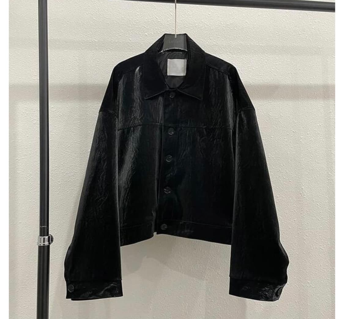 로랑 크롭 레더자켓 상품이미지1